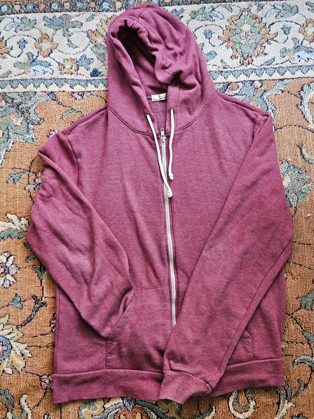 Threads 4 Thought Men's Zip-Up Hoodie in Light  Burgundy